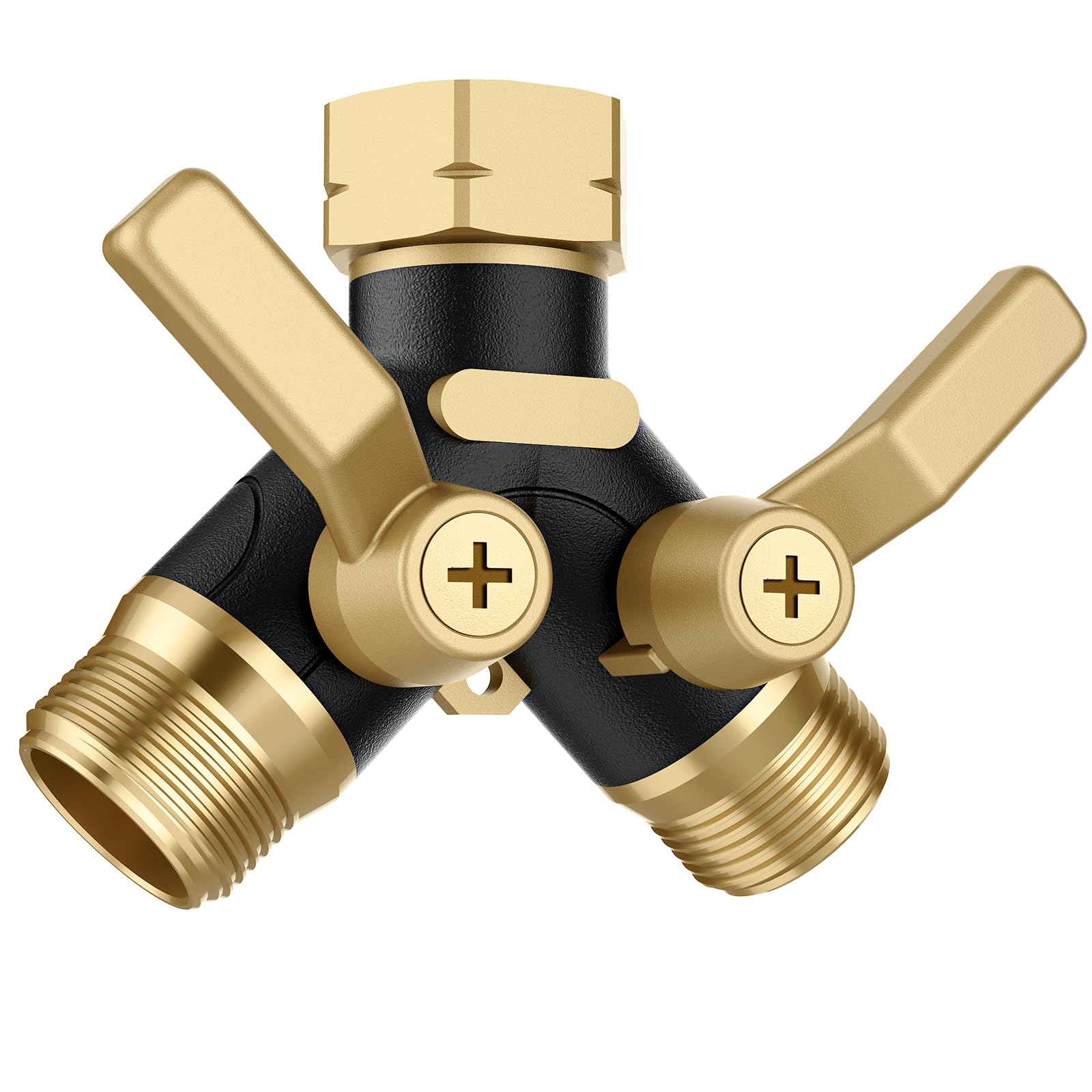 BRONWIDE Garden Hose Splitter front view showing two outlets