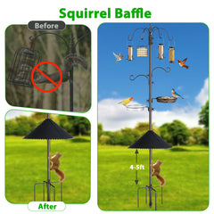 Bronze finished NestShld Bird Feeding Station in a garden setting