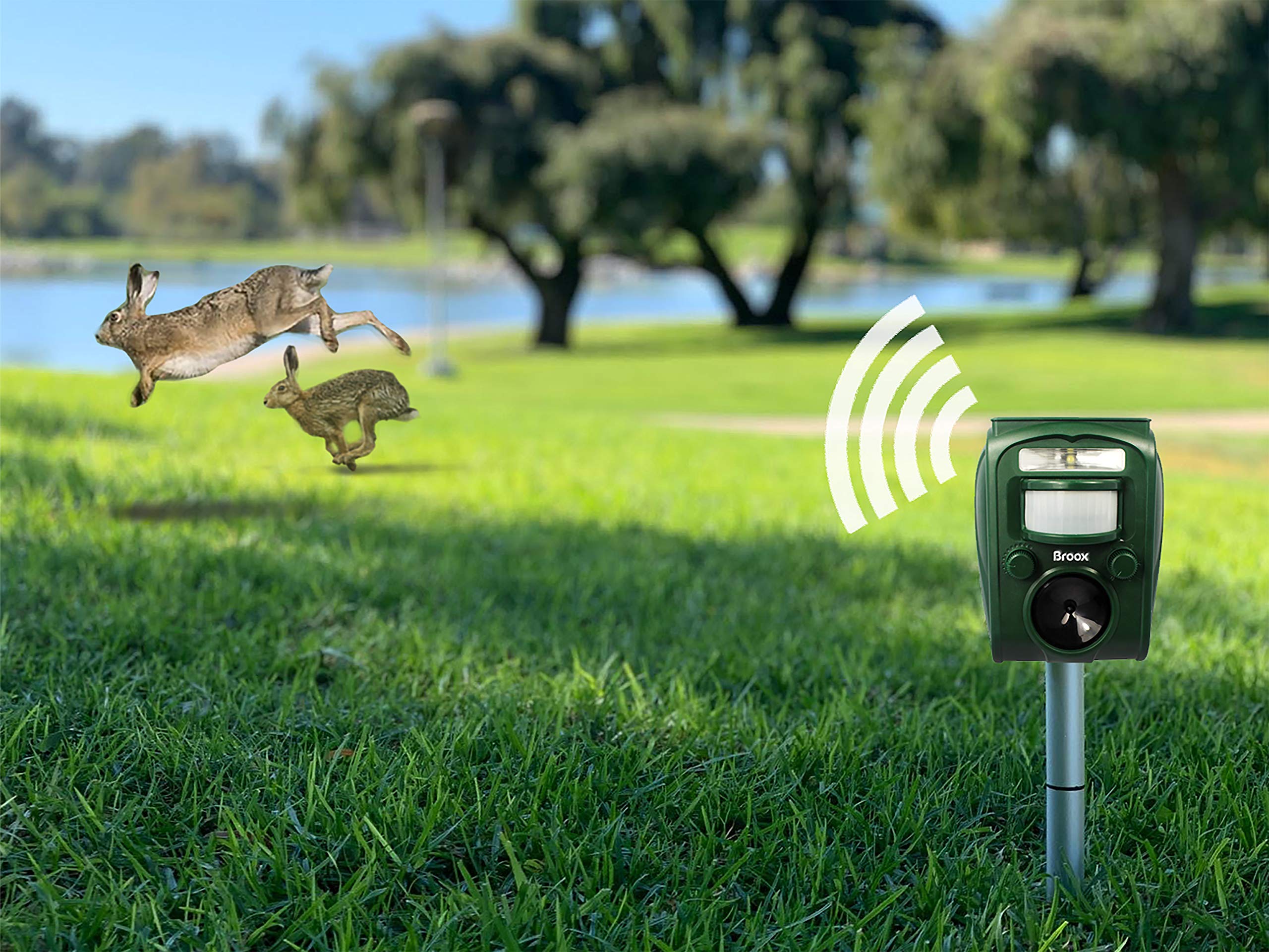 Broox Ultrasonic Animal Repellent packaging display