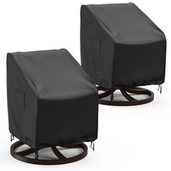BROSYDA 2 Pack Swivel Patio Chair Covers Black front view