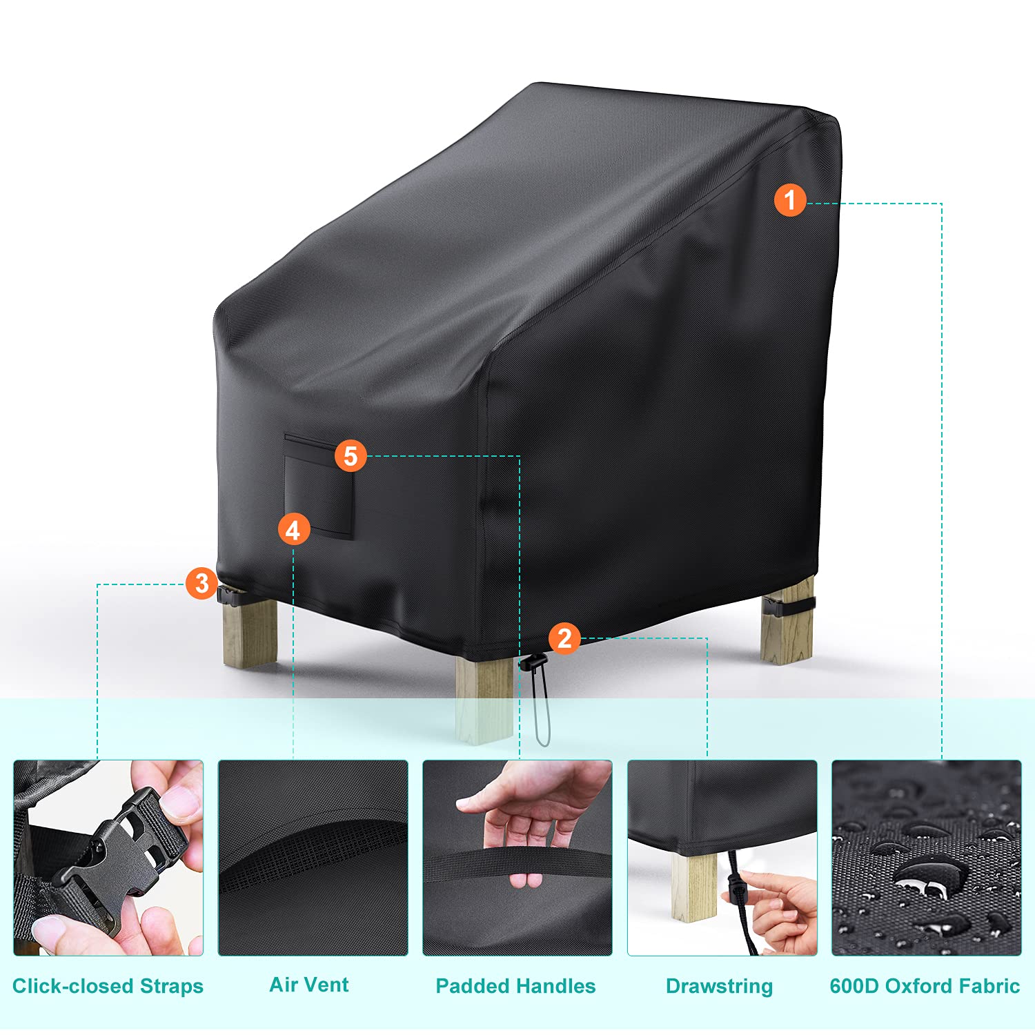 BROSYDA chair cover dimensions displayed on a measuring tape