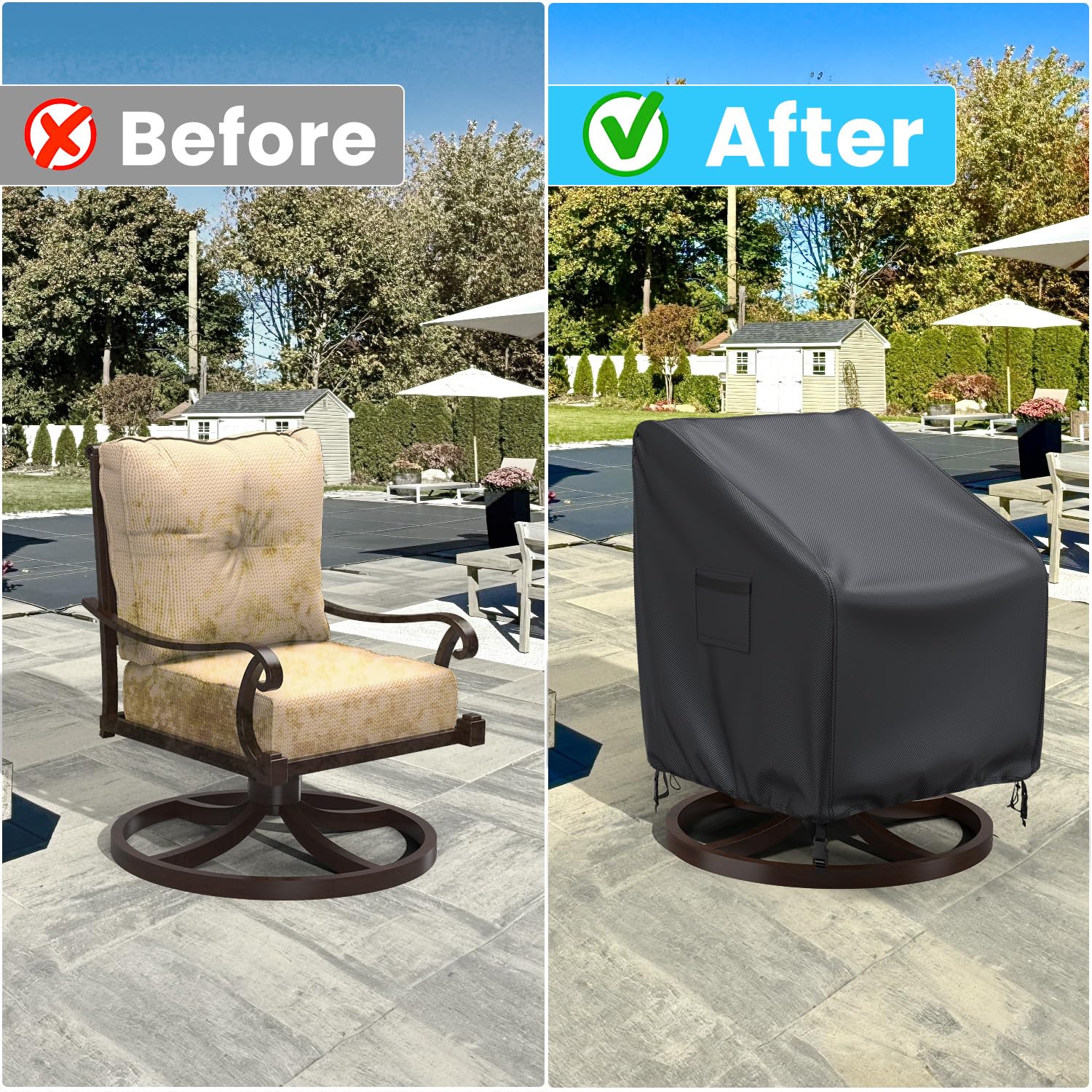 BROSYDA chair covers shown on patio furniture