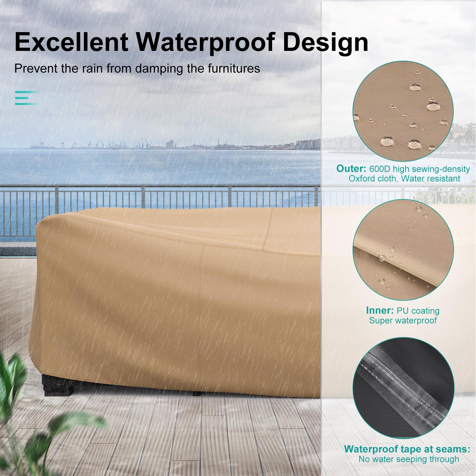 BROSYDA furniture cover with bottom cord latch for security
