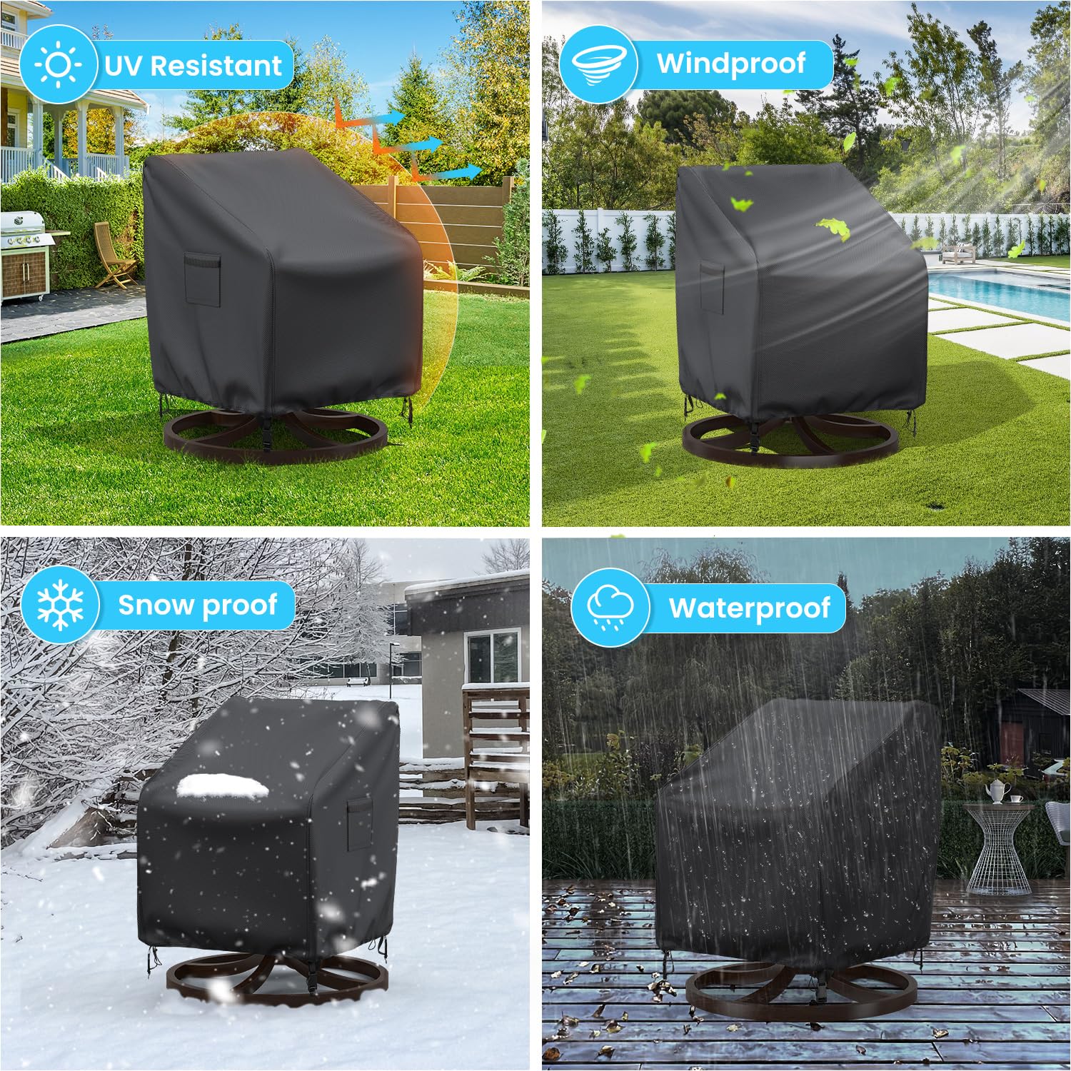 BROSYDA outdoor chair cover with padded handles for easy use