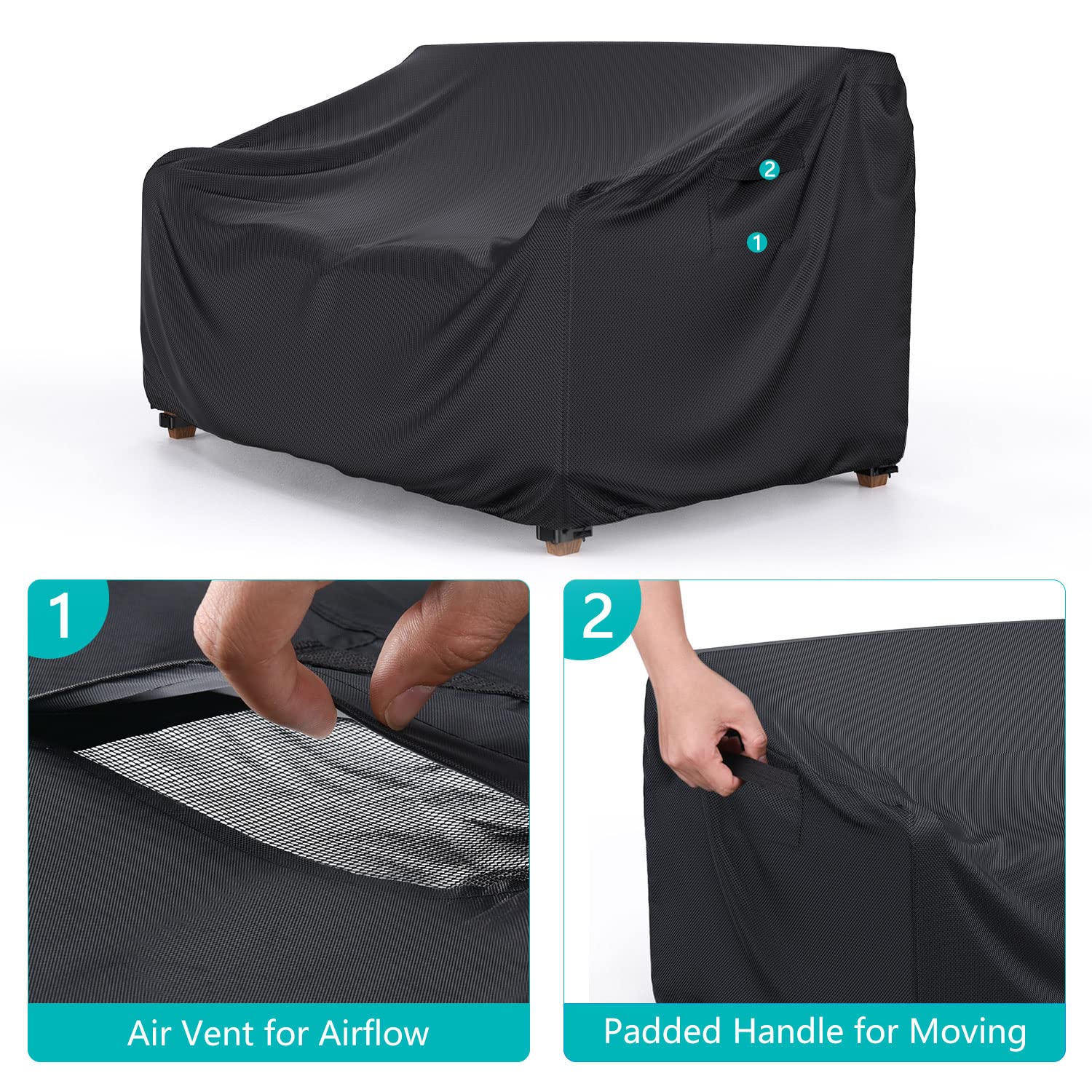 BROSYDA outdoor couch cover with elastic cords and buckle straps