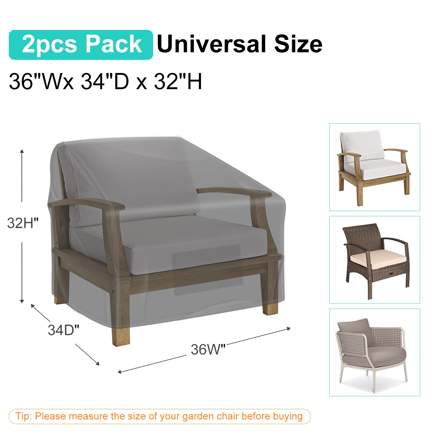 BROSYDA patio chair cover black side view