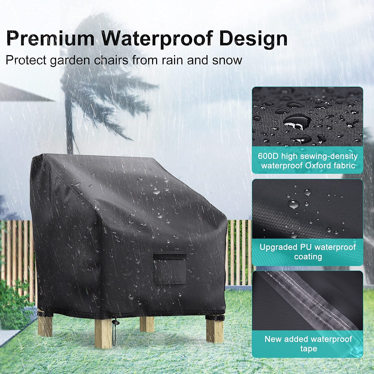 BROSYDA patio chair cover secured with click-close straps
