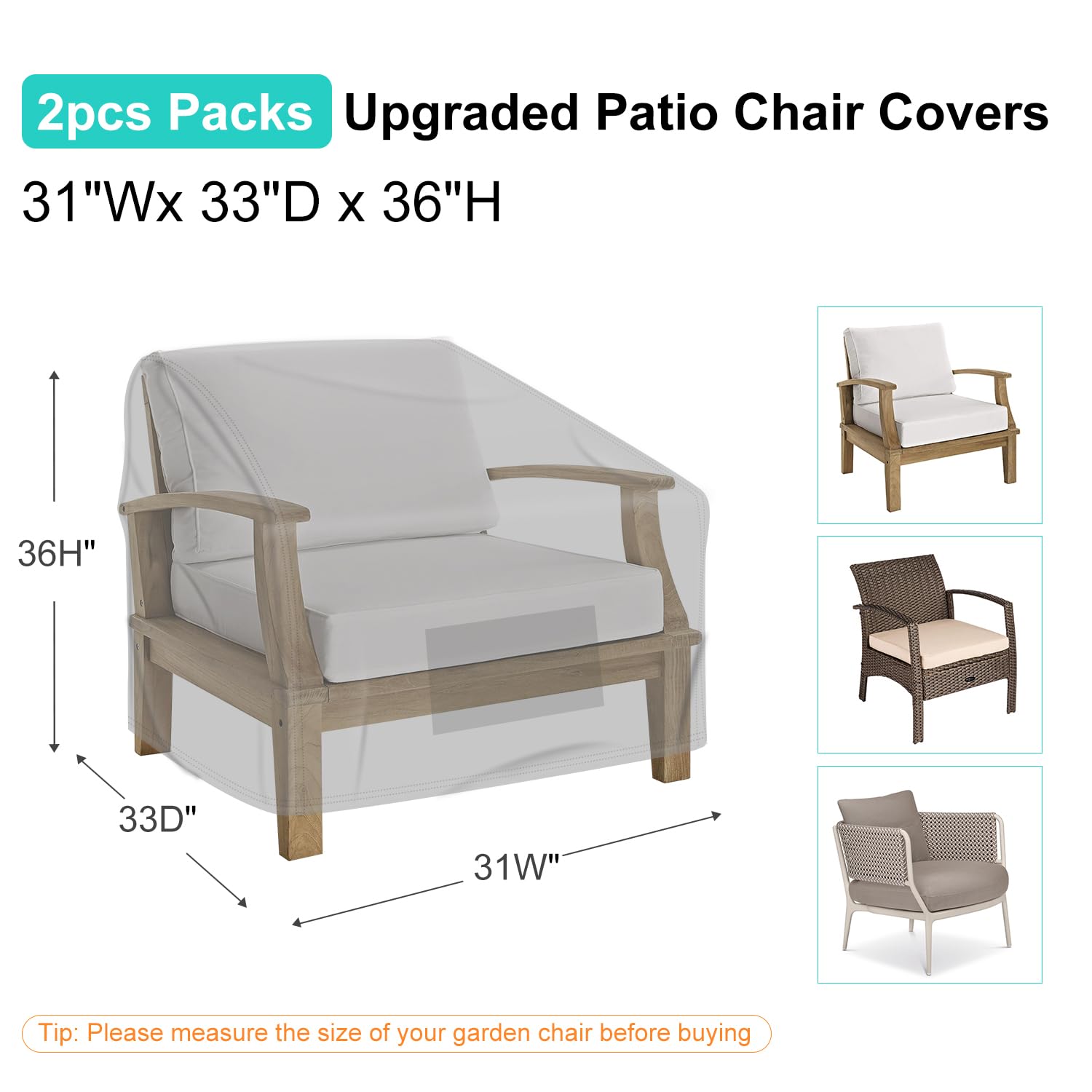 BROSYDA patio chair cover side view showing waterproof fabric
