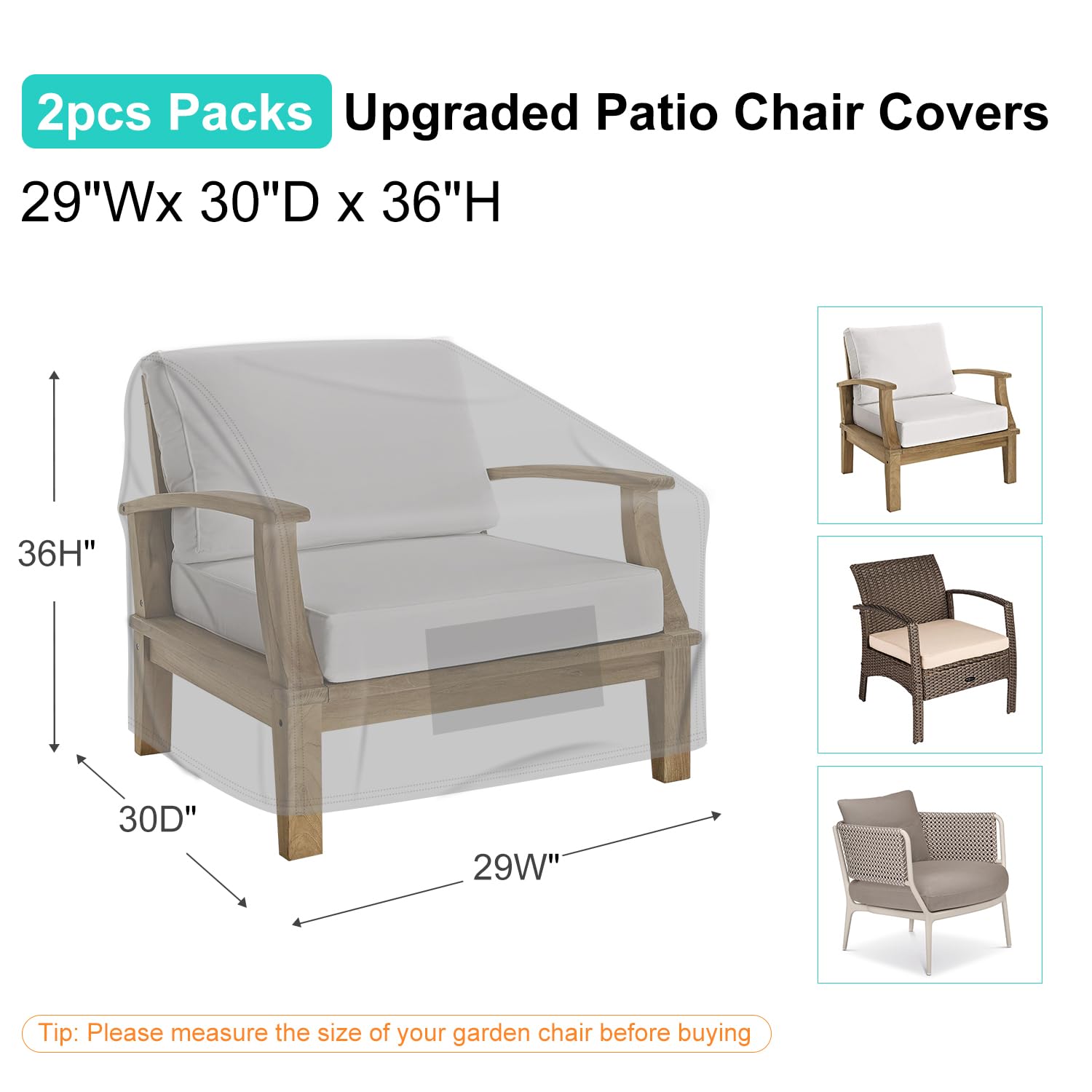 BROSYDA patio chair cover side view with straps