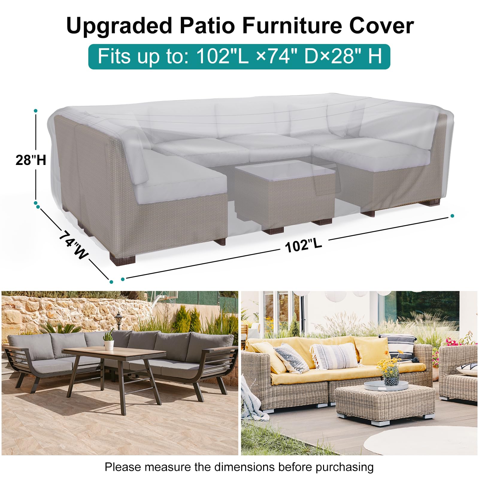 BROSYDA patio furniture cover demonstrating secure fit with buckles