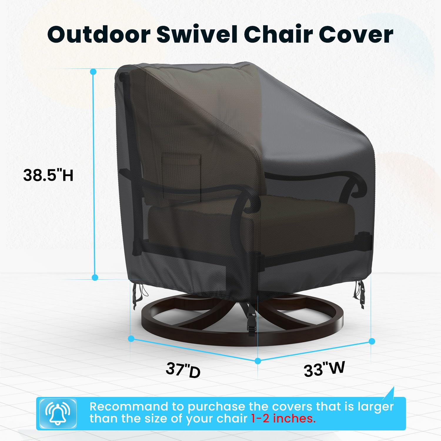 BROSYDA Swivel Patio Chair Cover showing adjustable buckle straps