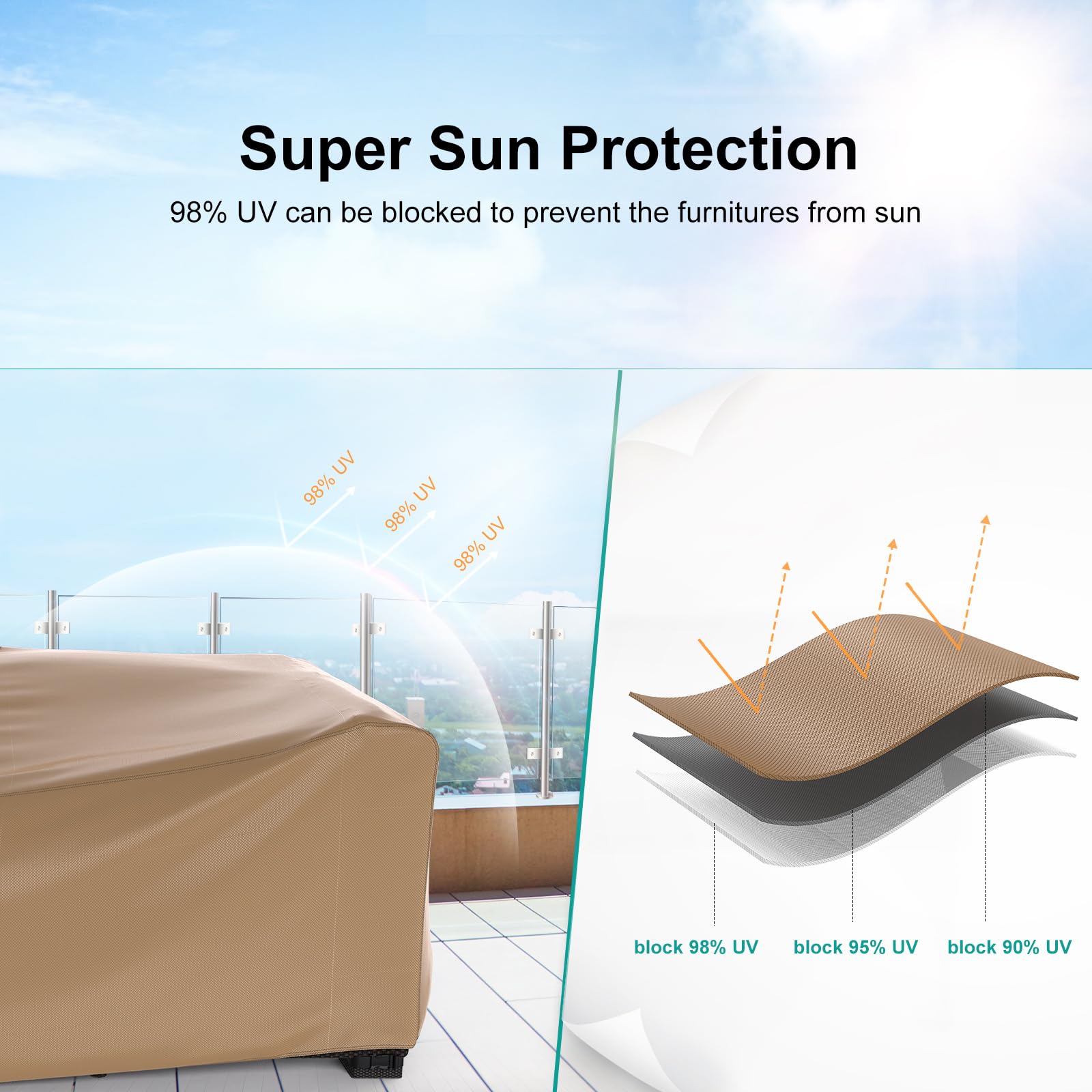 BROSYDA waterproof cover laid over outdoor furniture