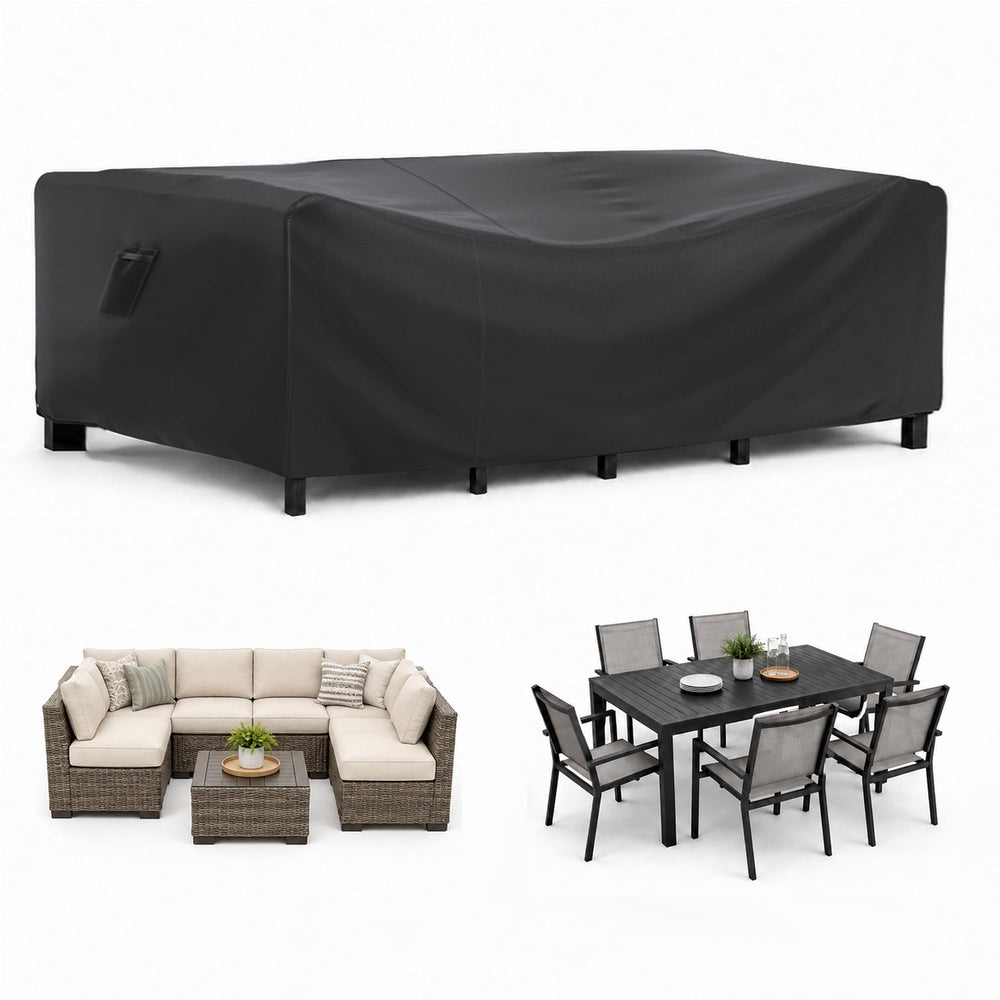 BROSYDA Waterproof Outdoor Patio Furniture Cover front view, black