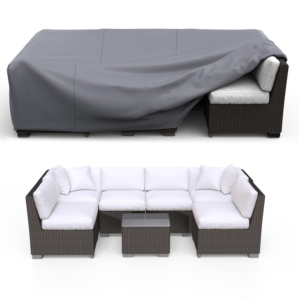 BROSYDA Waterproof Outdoor Patio Furniture Cover front view in grey