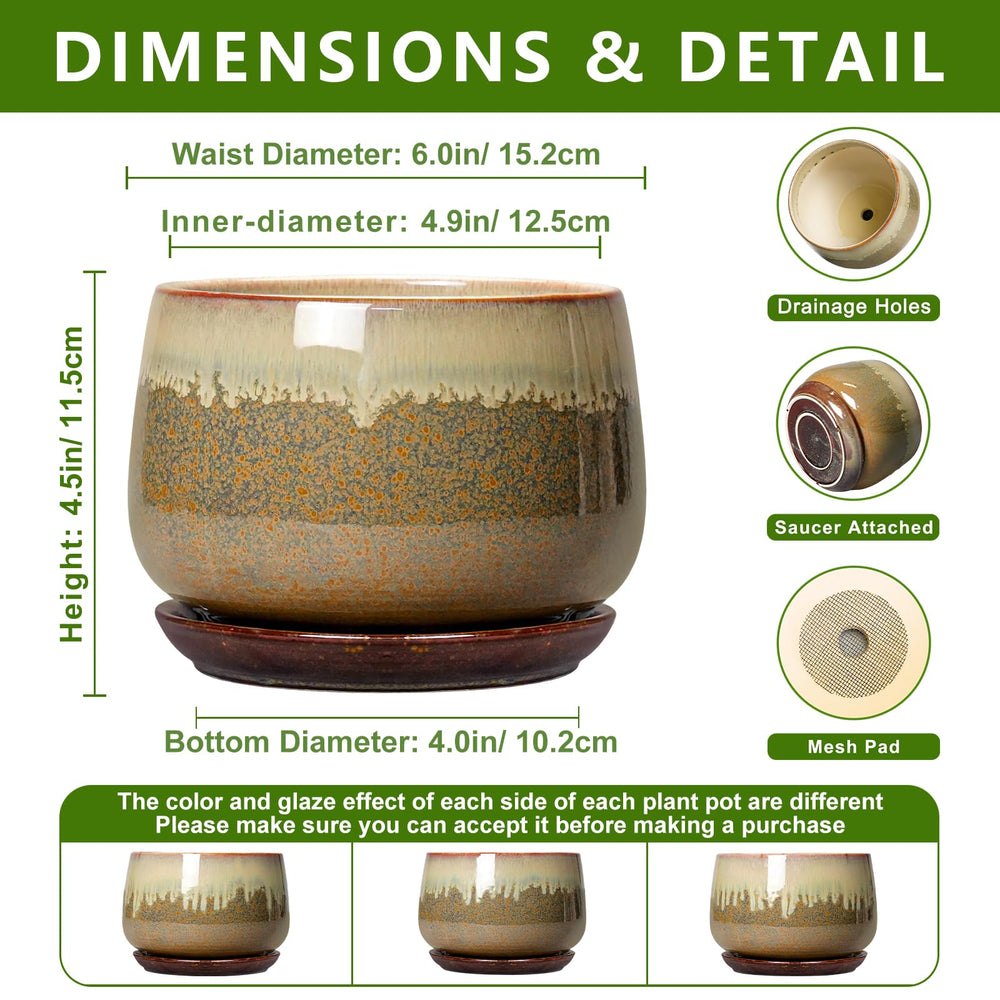 Brown-beige ceramic planter side view