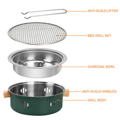 BSDLZCH Portable Charcoal Grill assembled with charcoal bowl and grill net