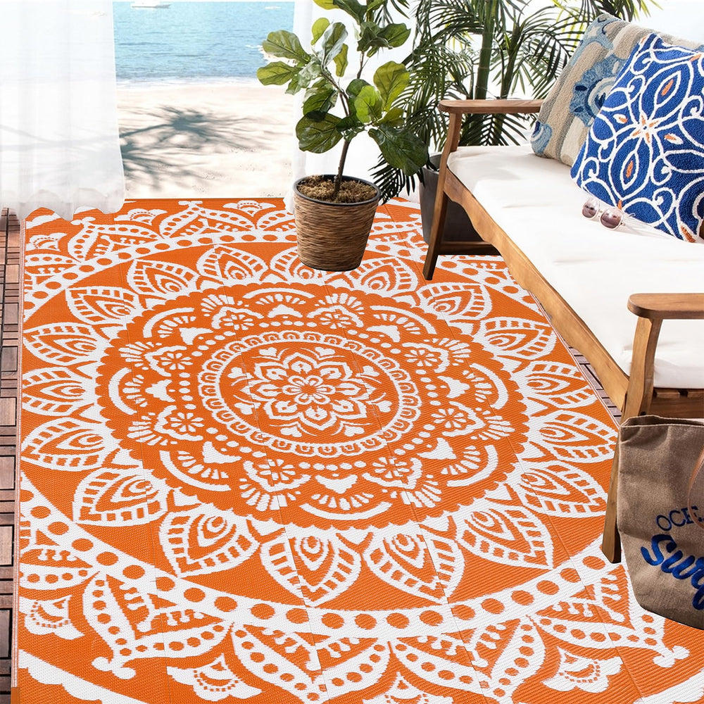 Bsmathom Outdoor Rug 6'x9' displayed in garden