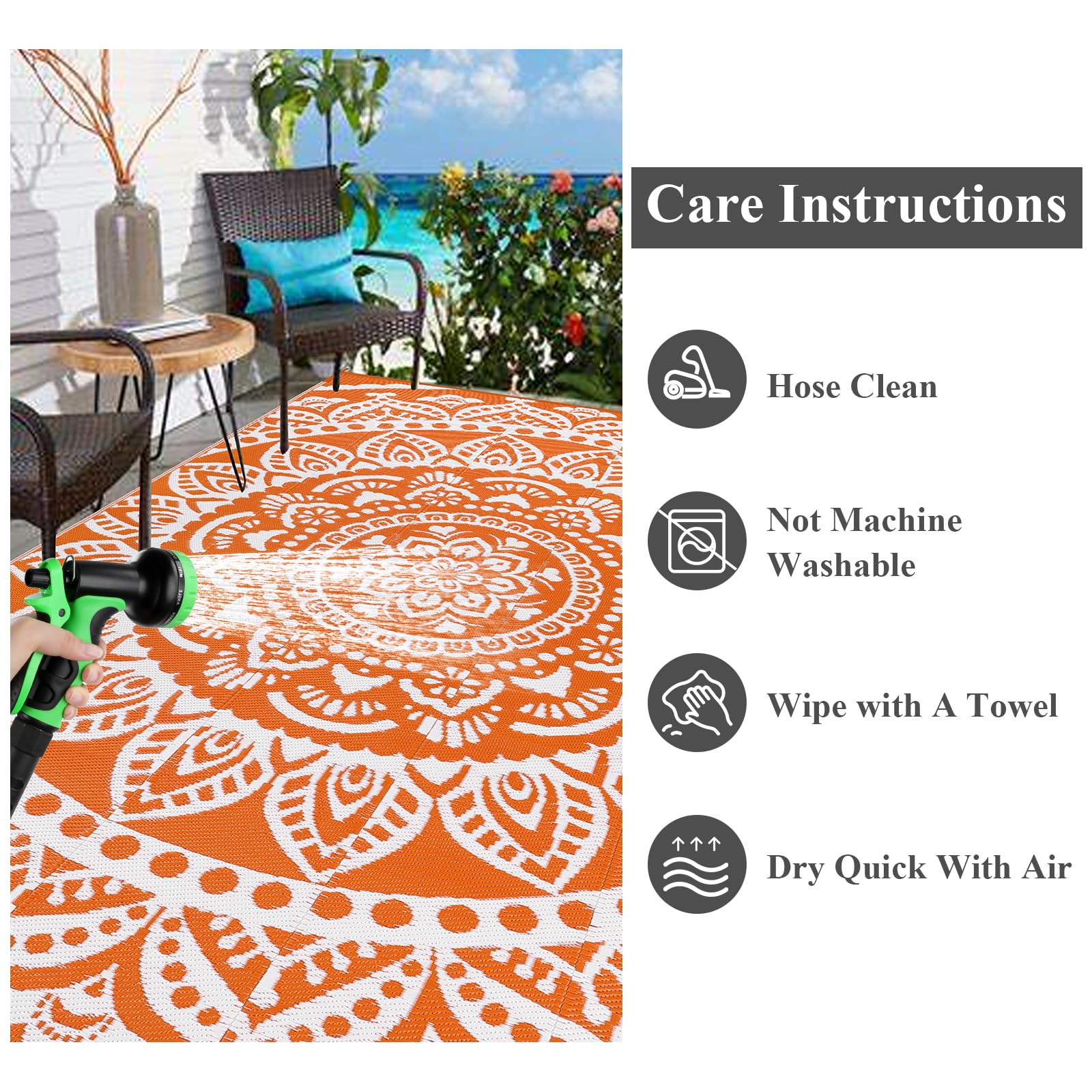 Bsmathom Outdoor Rug 6'x9' near pool area