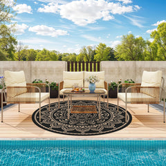Bsmathom Outdoor Rug 6ft Round on patio setting