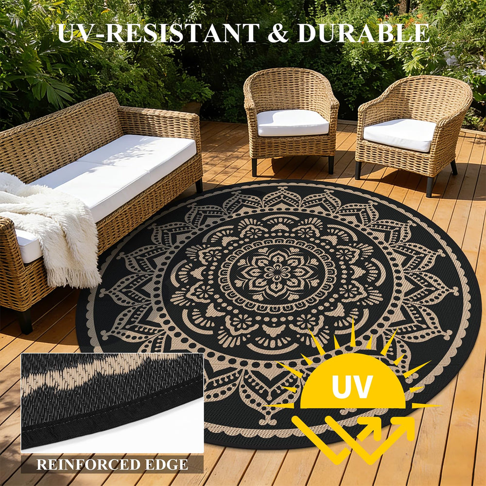 Bsmathom Outdoor Rug 6ft Round with surface water wiped off