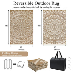 Bsmathom outdoor rug laid out on a patio