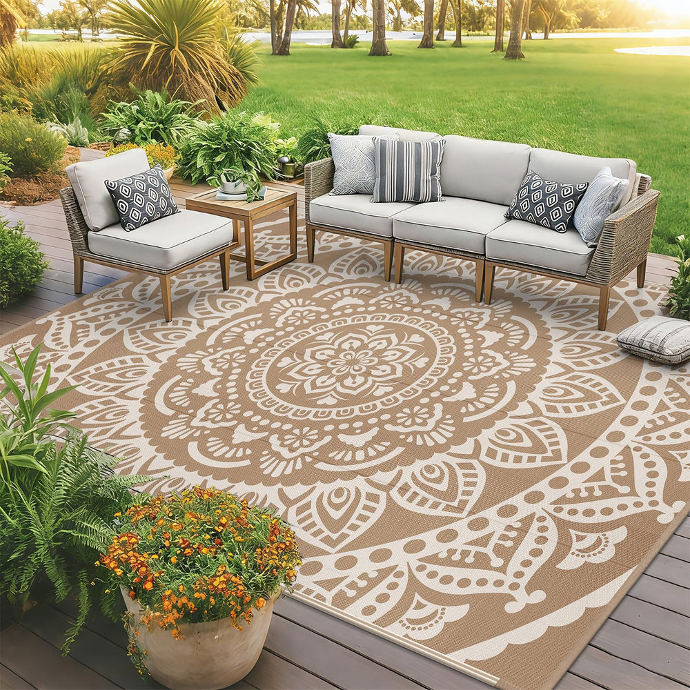 Bsmathom Outdoor Rug reversible design with classic patterns