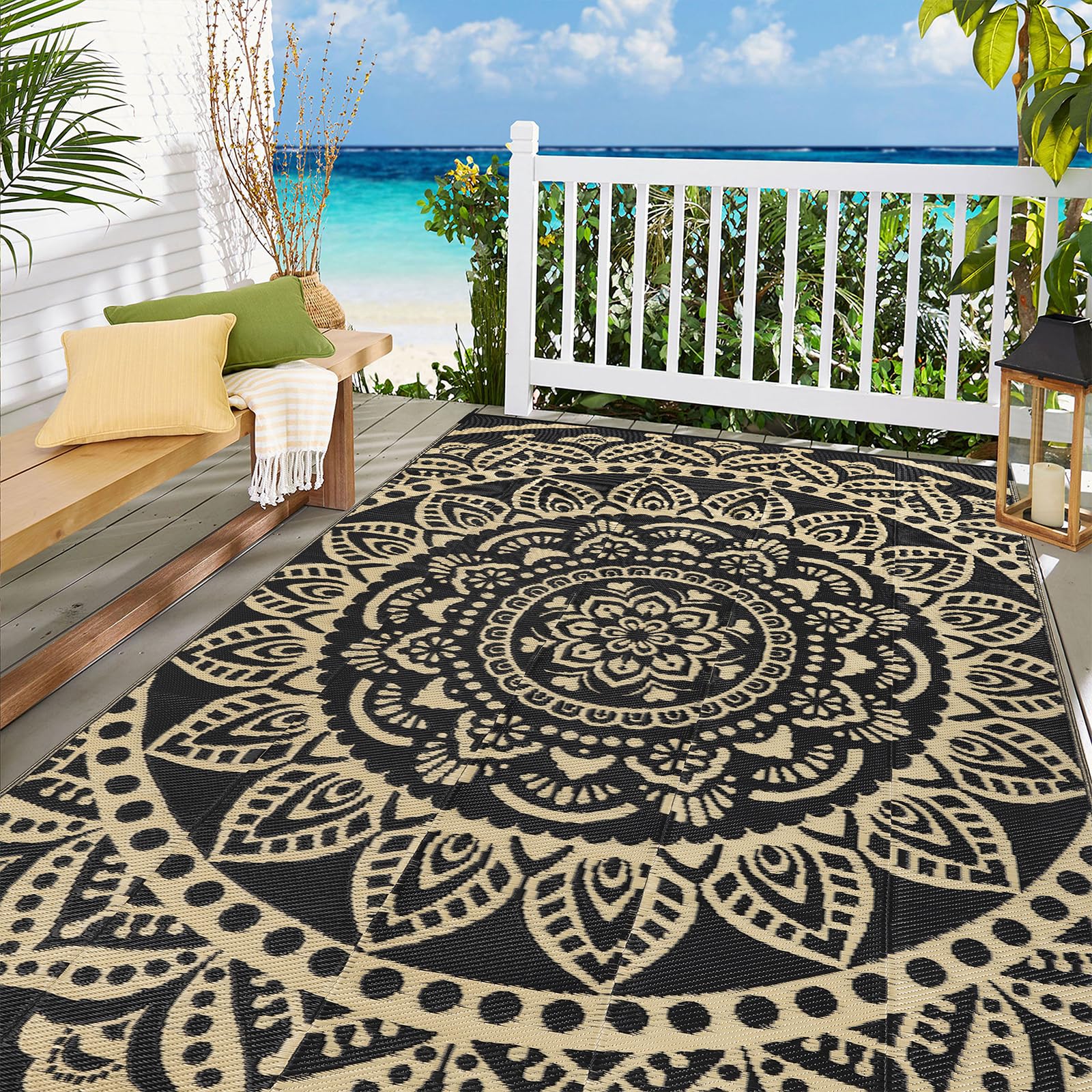 Bsmathom outdoor rug rolled in carry bag for easy transport