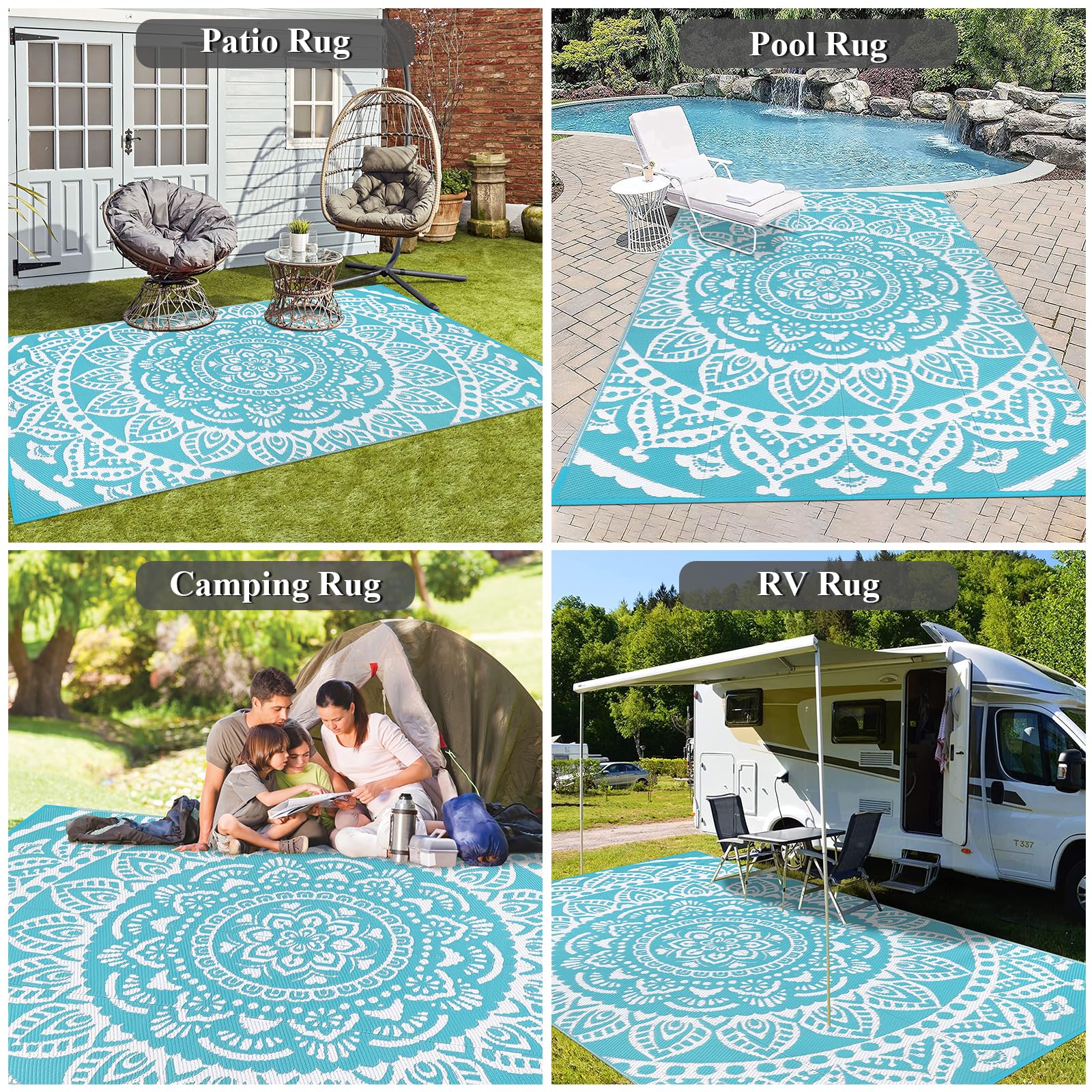 Bsmathom Outdoor Rug with family enjoying a picnic