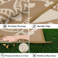 Bsmathom reversible outdoor rug showing both designs