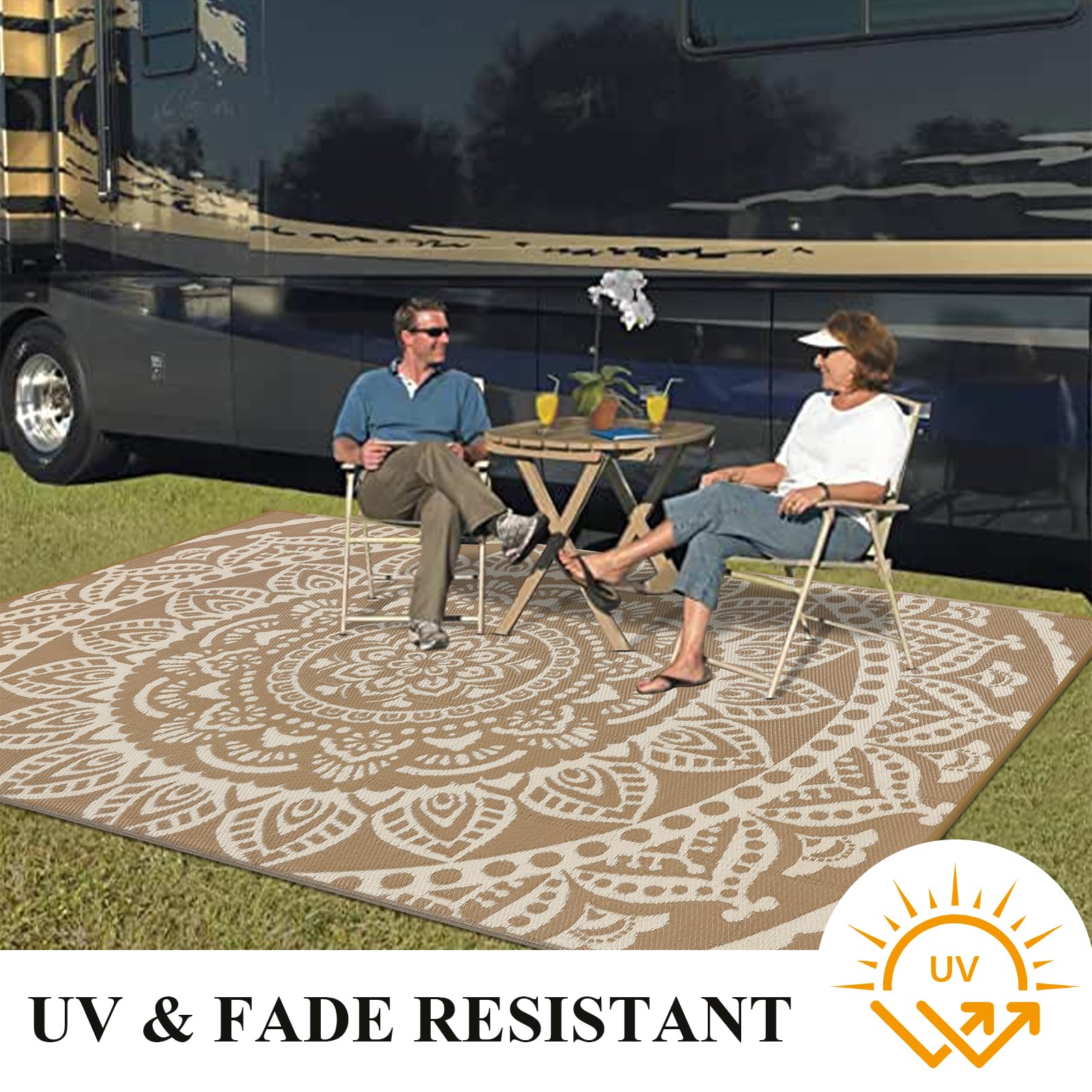 Bsmathom rug in use at a beach picnic