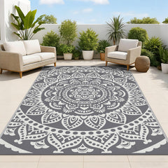 Bsmathom Waterproof Outdoor Rug 5'x8' Grey front view