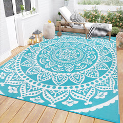 Bsmathom Waterproof Outdoor Rug 5'x8' Teal front view