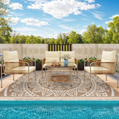 Bsmathom Waterproof Outdoor Rug in garden setting