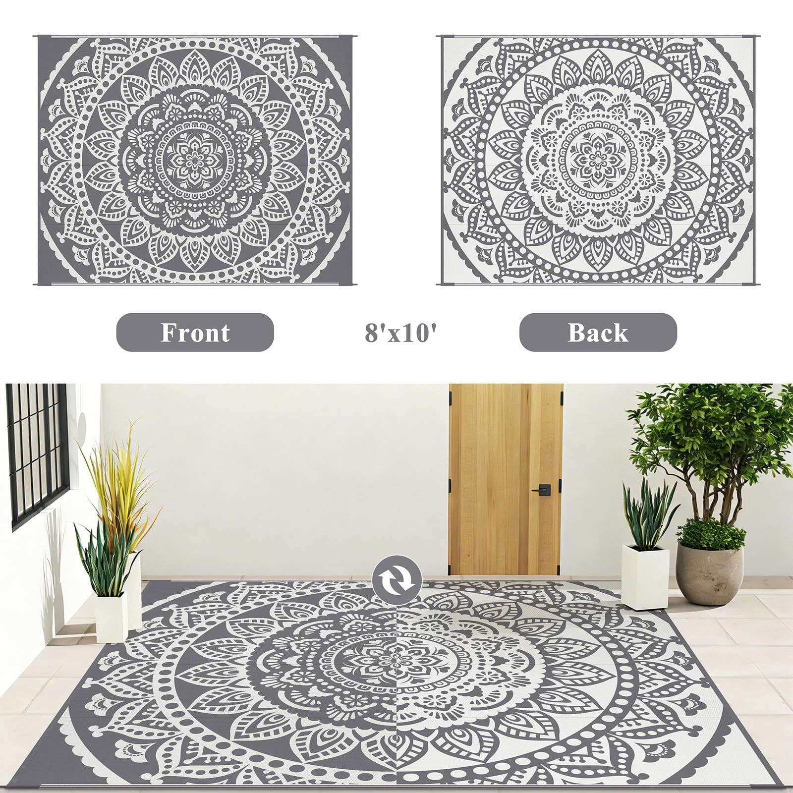 Bsmathom waterproof outdoor rug on a patio setting