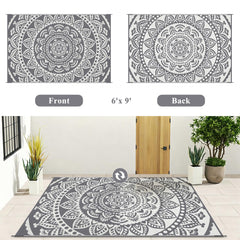 Bsmathom Waterproof Outdoor Rug rolled up in its carry bag