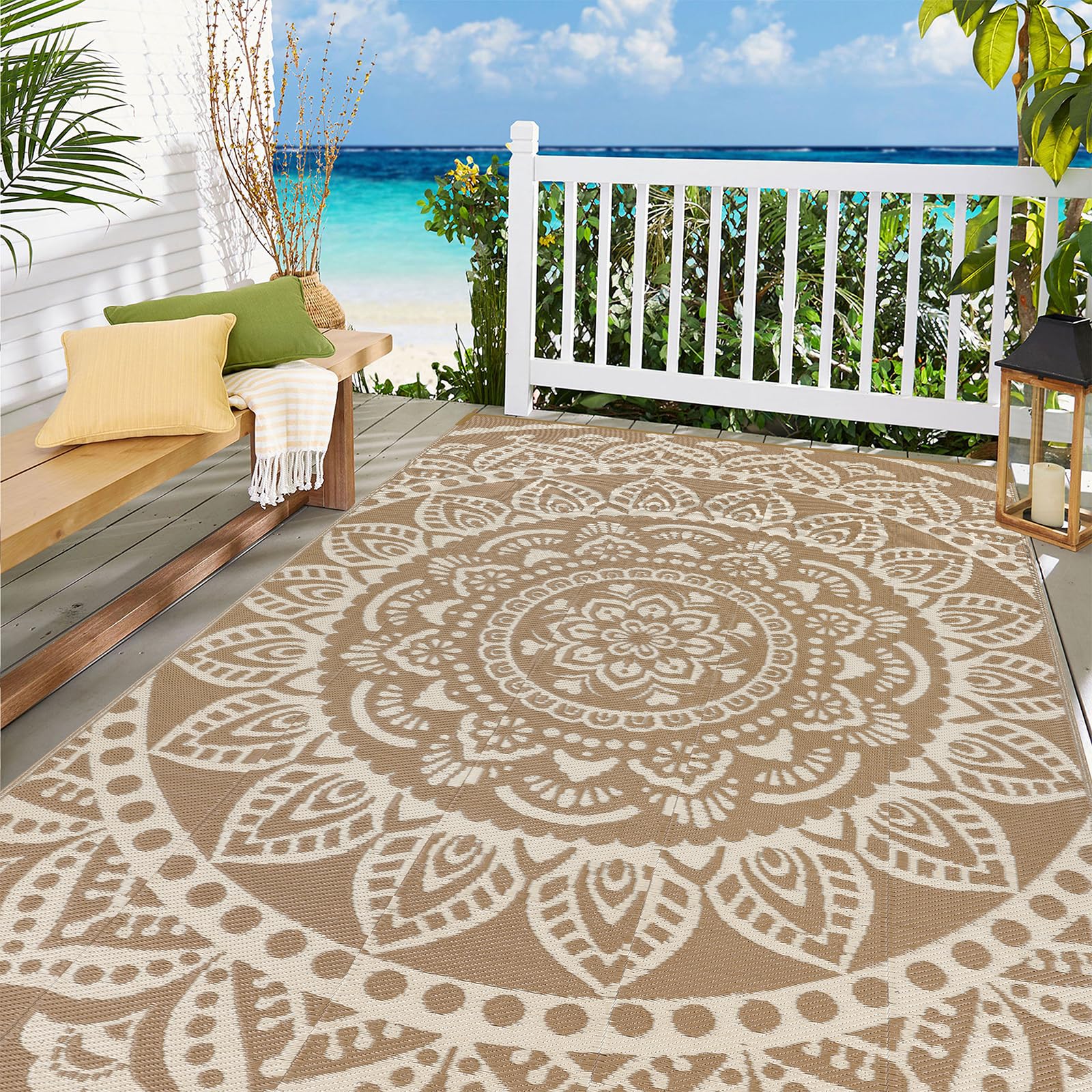 Bsmathom waterproof rug laid out by a poolside