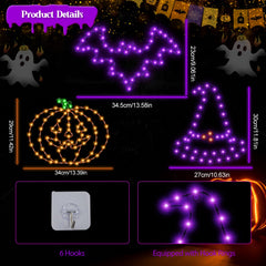 Bstge Halloween Bat Window Lights displayed on a window