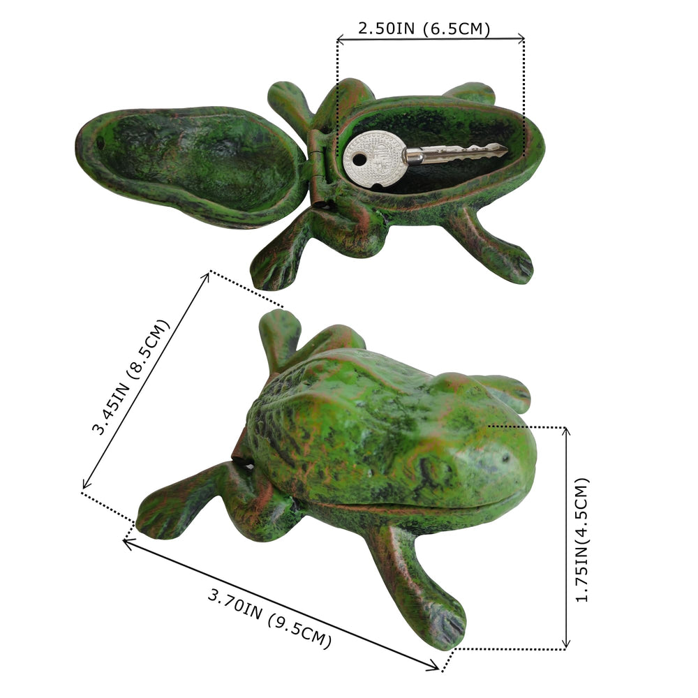 BSTGIFTS Iron Frog Key Hider with flowers around
