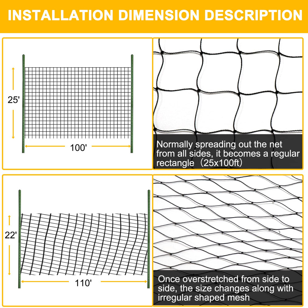BSTPCOO Bird Nets laid out showing full dimensions