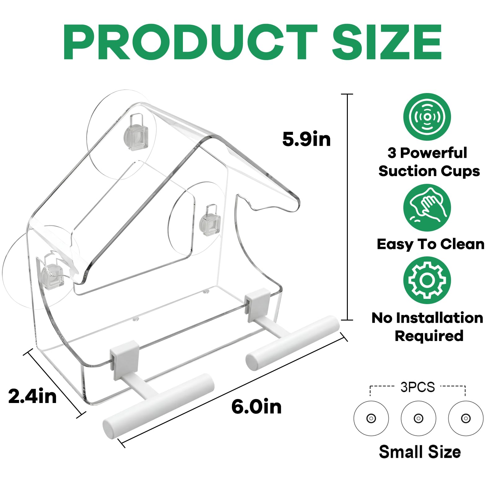 BTFSZ Window Bird Feeder back view with mounting suction cups