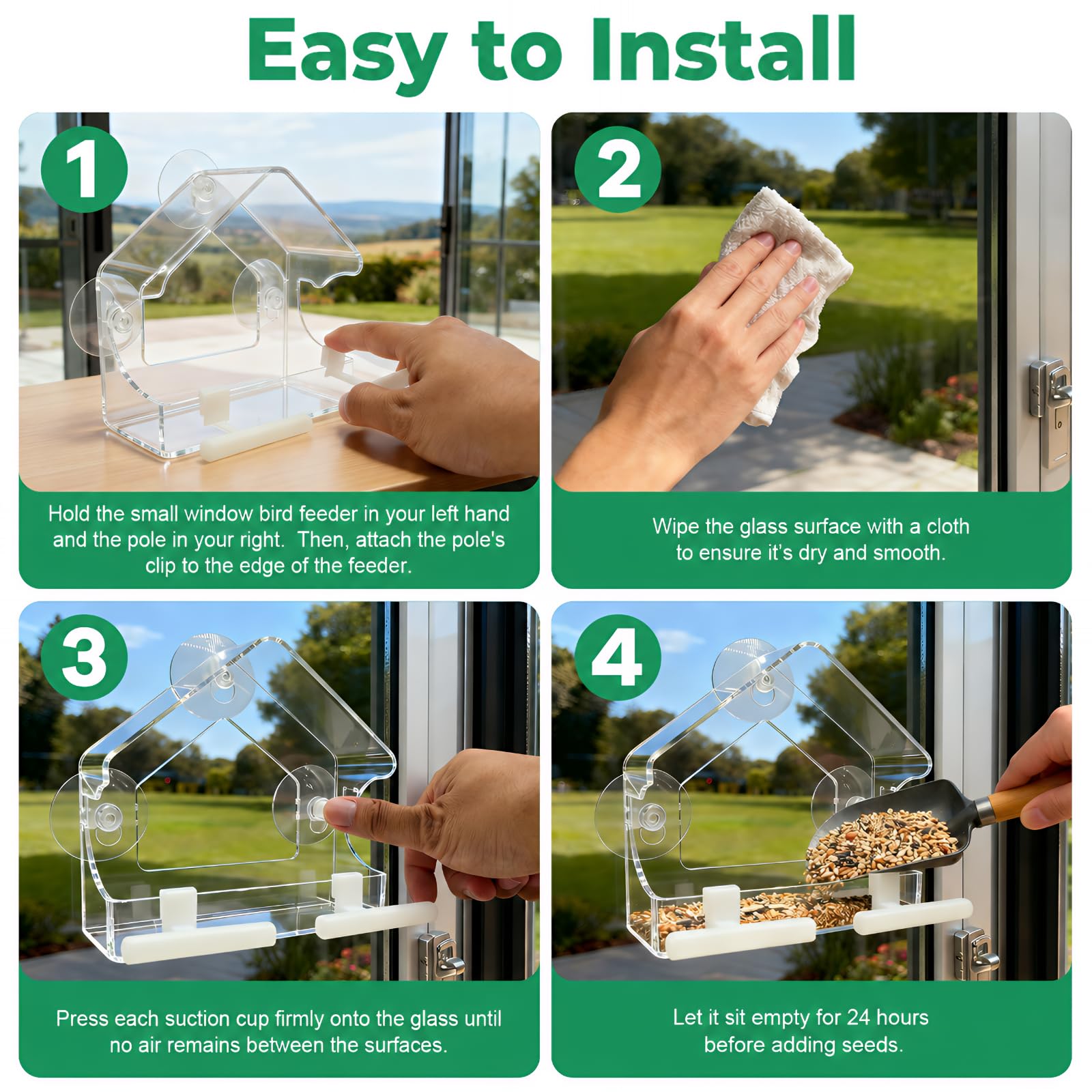BTFSZ Window Bird Feeder packaging and contents