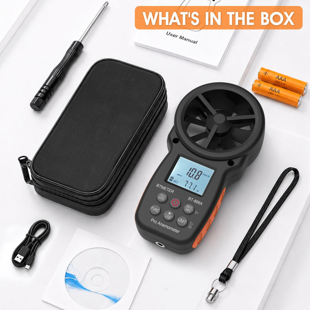 BTMETER 866A Anemometer user manual and accessories