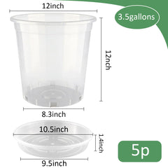BTPLASTIK 3.5 Gallon nursery pot with saucer side view