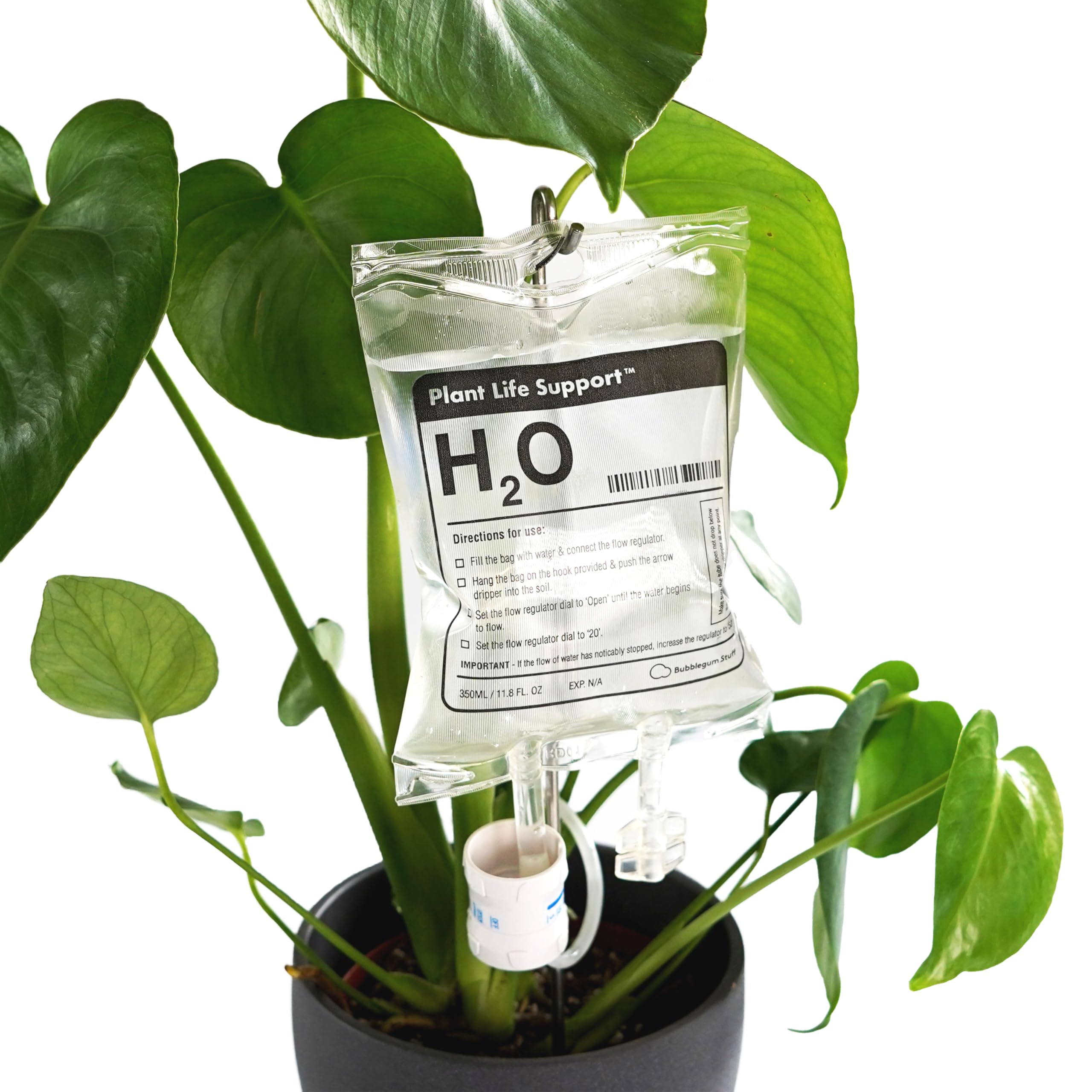 Bubblegum Stuff Plant Life Support automatic watering system with IV bag