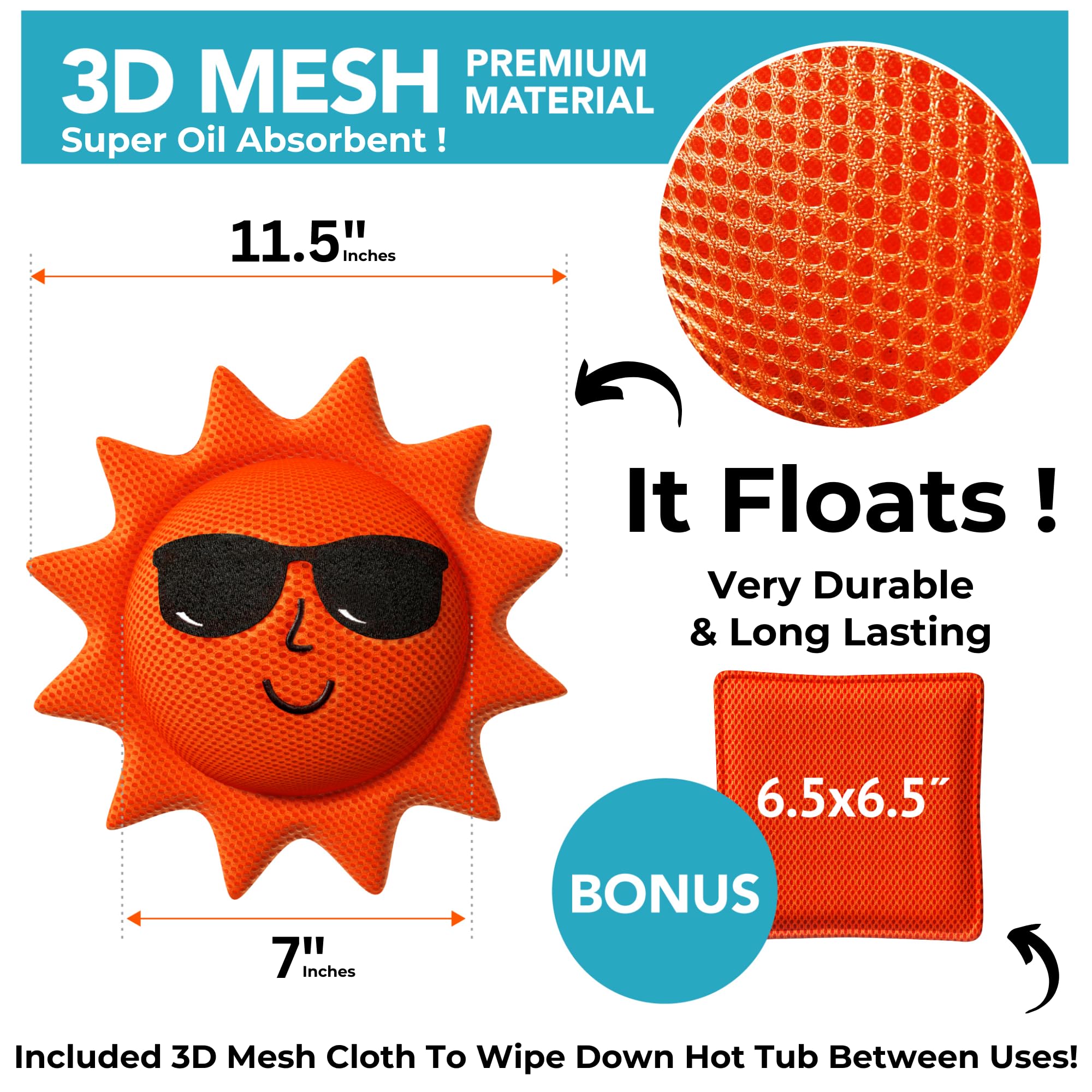 BubbyShine Hot Tub Scum Absorber floating in water