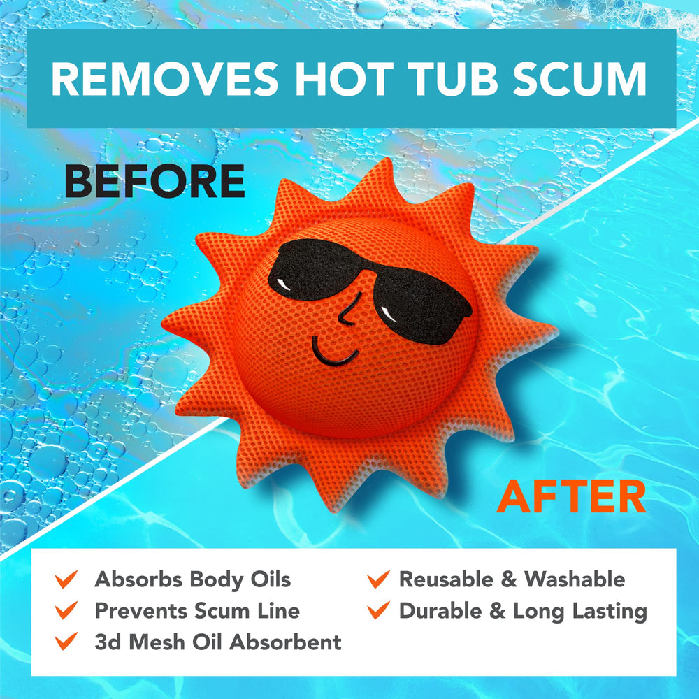 BubbyShine Hot Tub Scum Absorber in action absorbing oils