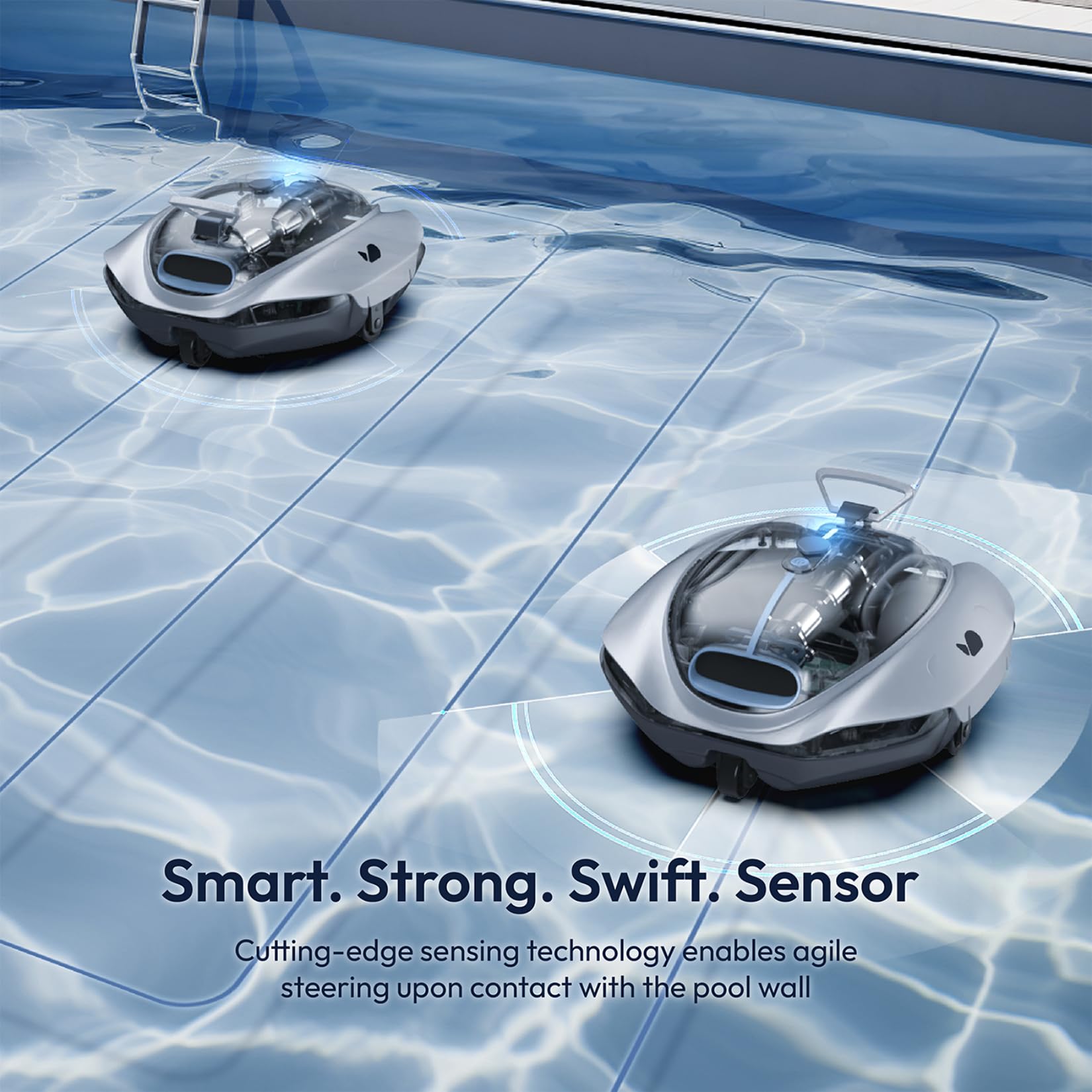 BUBLUE Bubot 300P robotic pool cleaner in action in a pool