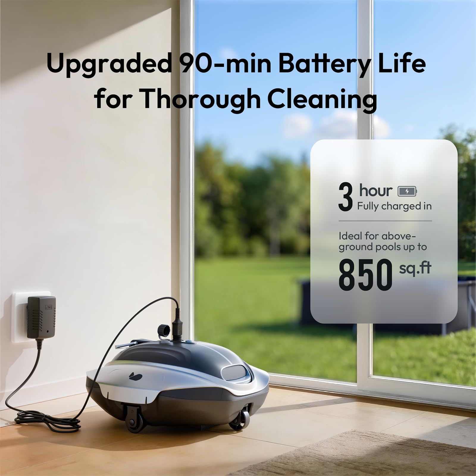BUBLUE Bubot 300P robotic pool cleaner in action in a pool