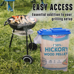 Buddeez Wood Pellet Dispenser being used for easy pouring