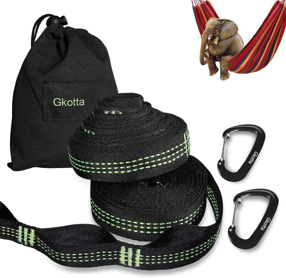 BUDOBEG Hammock Straps Kit with two black straps and carabiners